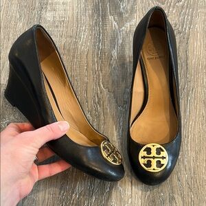 Tory Burch Black Wedge Shoes